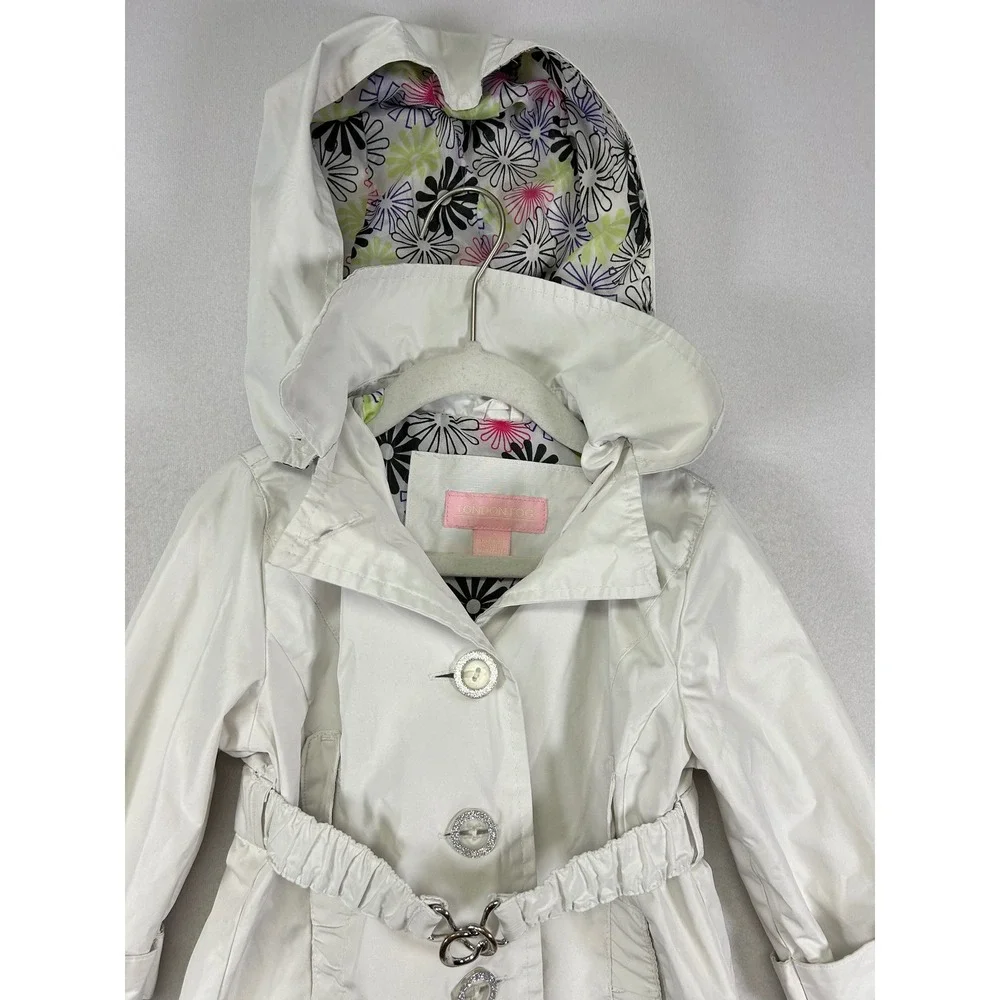 Classic Preppy London Fog Kids 3T‎ Floral Lined Belted Trench Coat L111799-BT